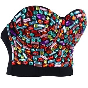 Multicolor Rhinestone Bustier